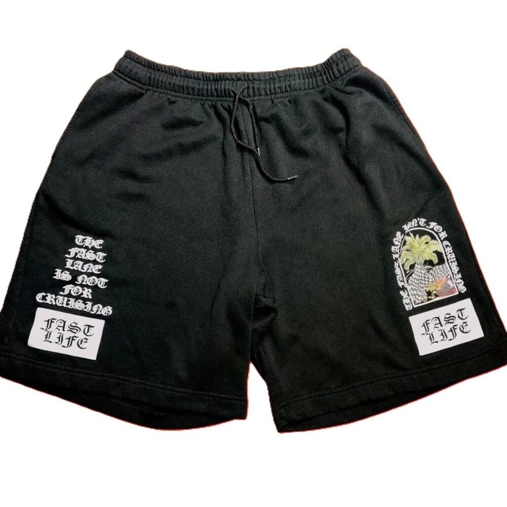 RGSTR Fast Life Graphic Shorts Black Men’s XL Streetwear Drawstring
